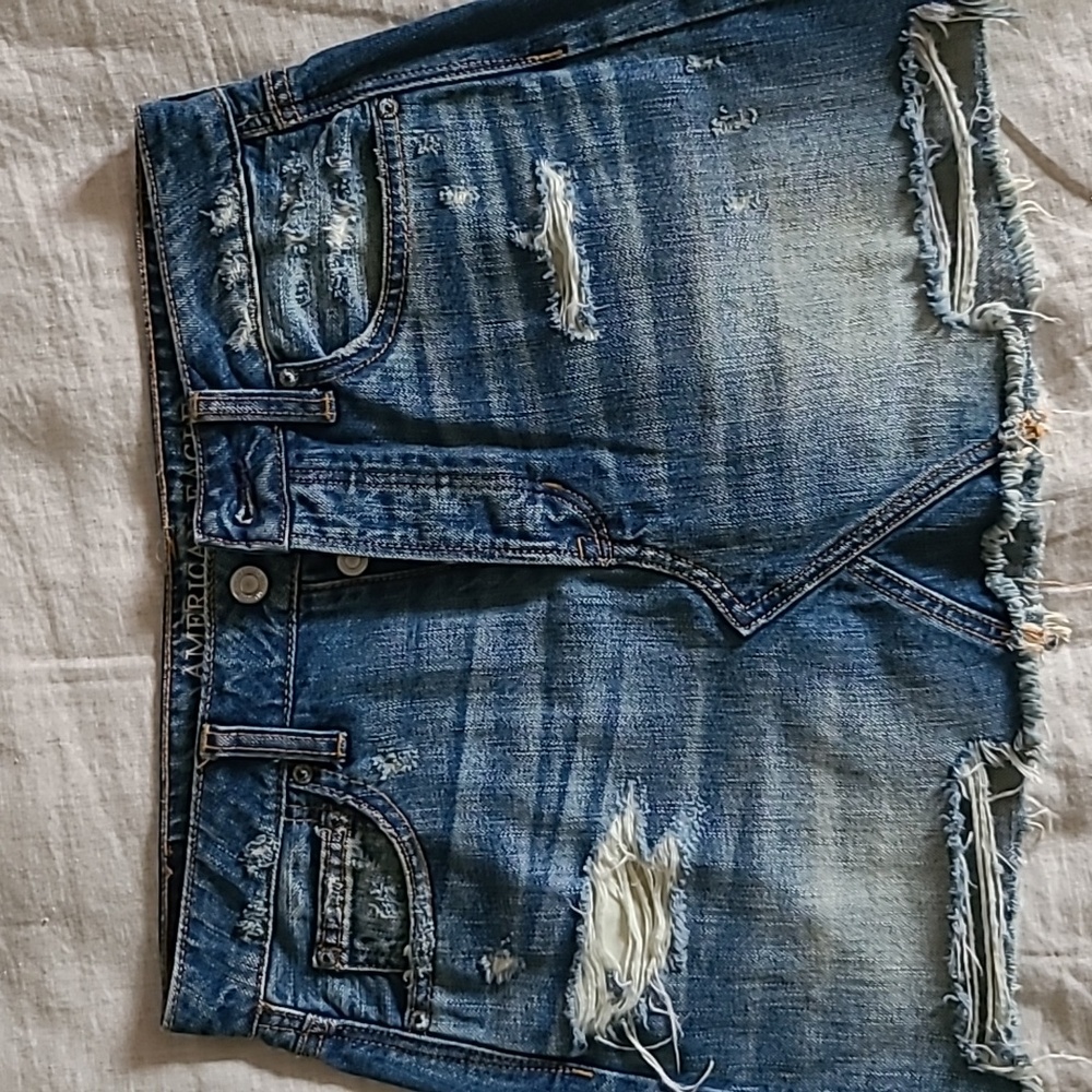 American Eagle distressed denim skirt